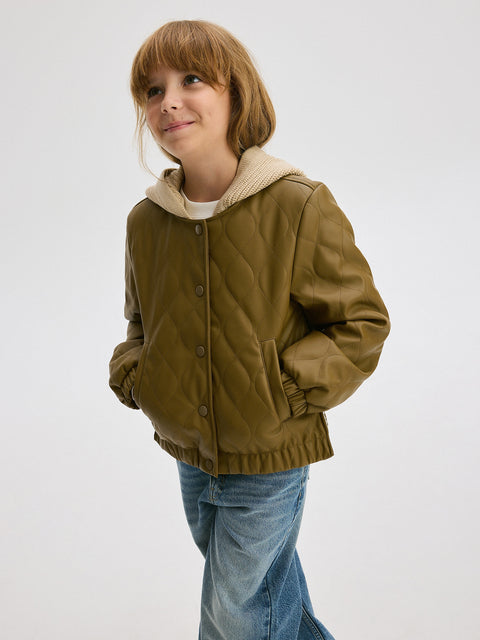 Reserved Girl's khaki Bomber Jacket With A Detachable Hood | Reserved In Lebanon