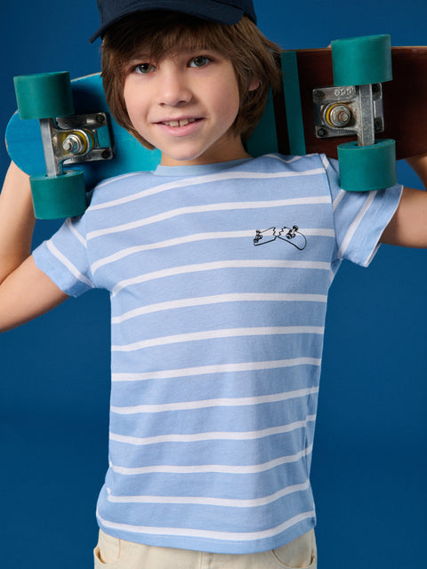 Sinsay Boy's Blue Lined White T-Shirt  | Sinsay in Lebanon