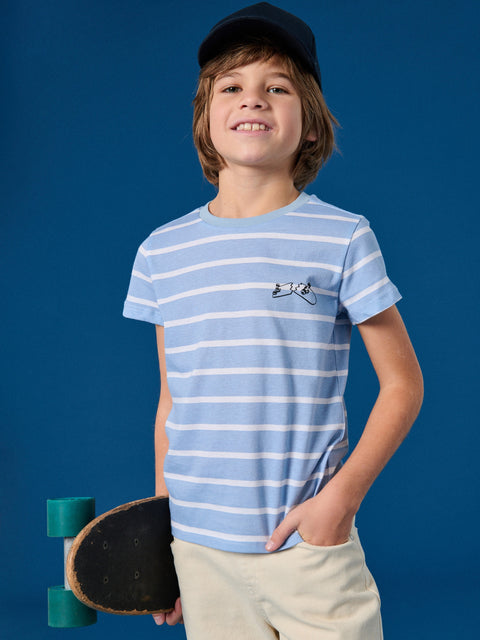 Sinsay Boy's Blue Lined White T-Shirt  | Sinsay in Lebanon
