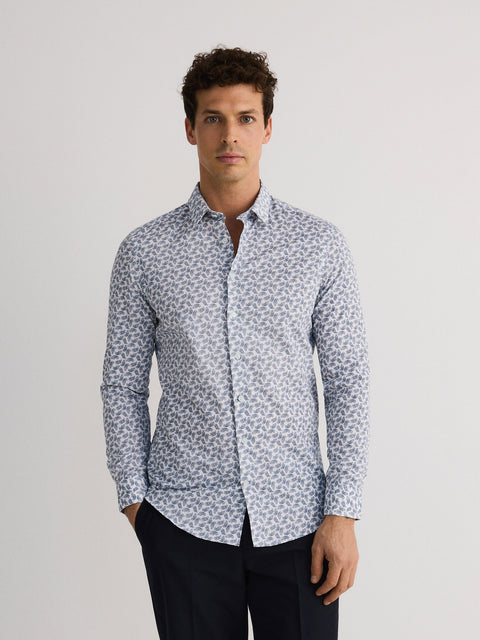 Reserved Men's Navy Slim Fit Cotton Shirt | Reserved In Lebanon