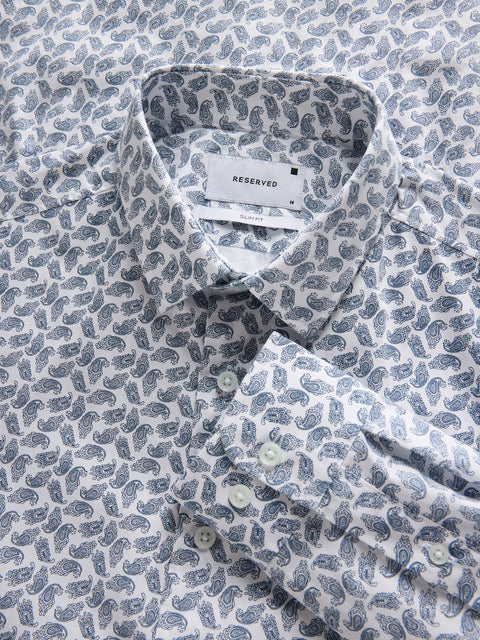 Reserved Men's Navy Slim Fit Cotton Shirt | Reserved In Lebanon