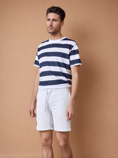 Sinsay Men's White & Navy Striped Short Sleeve T-Shirt | Sinsay In Lebanon