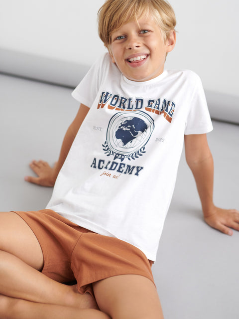 Sinsay Boy's White & Brown Printed Pajama Set |Sinsay In Lebanon