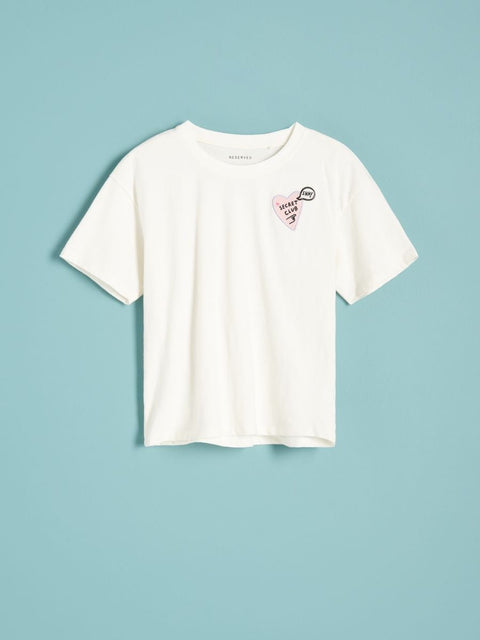 Reserved Girl's White Printed Short Sleeves T-Shirt | Reserved In Lebanon