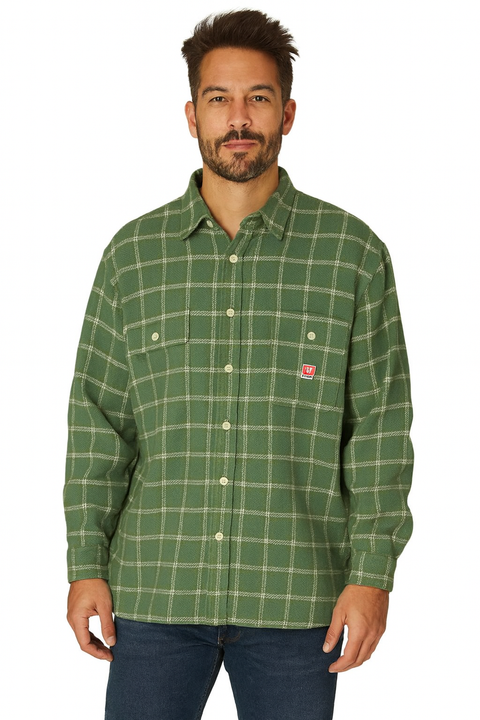 Wrangler Men's Green & White Checkered Long Sleeve Shirt | Wrangler In Lebanon
