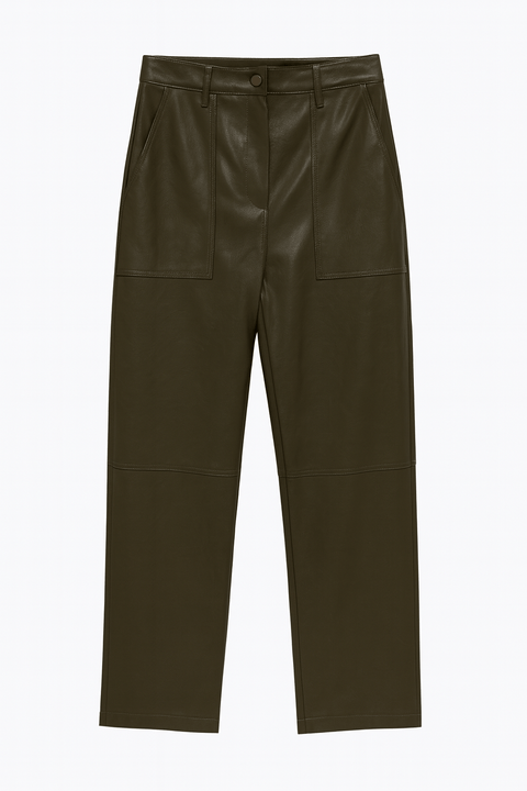 LeGer Women's Khaki Leather Pants | LeGer in Lebanon