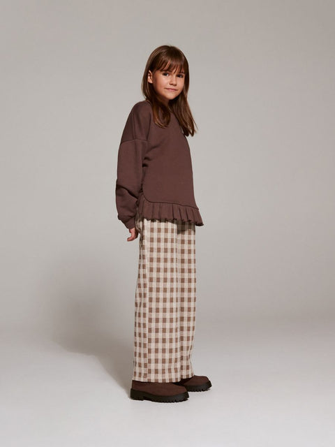 Reserved Girl's Brown & Beige Checkered Loose Leg Trouser |Reserved In Lebanon