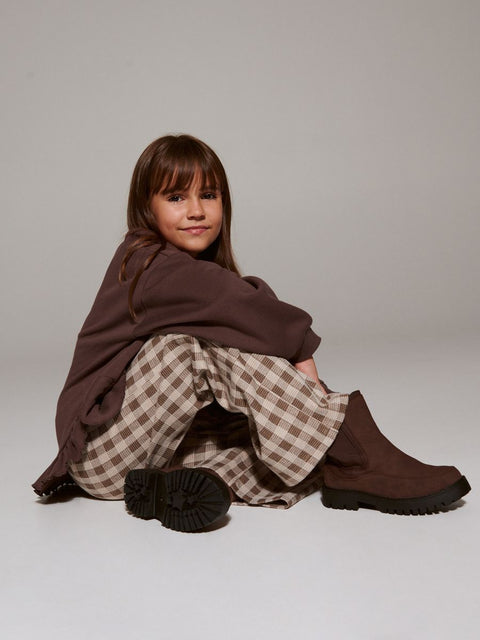 Reserved Girl's Brown & Beige Checkered Loose Leg Trouser |Reserved In Lebanon