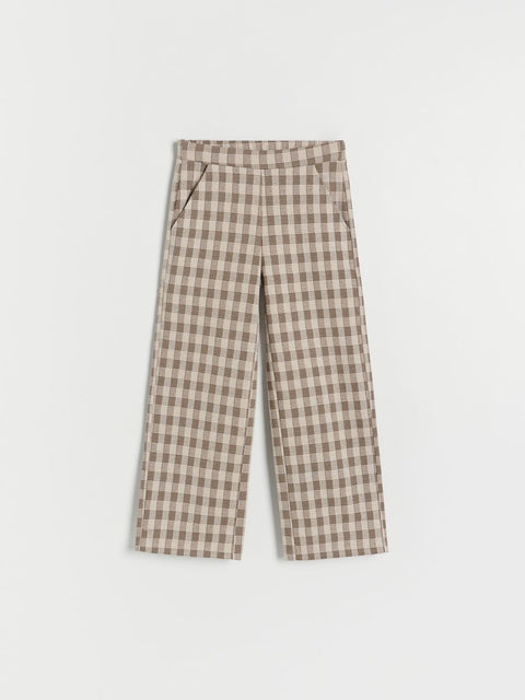 Reserved Girl's Brown & Beige Checkered Loose Leg Trouser |Reserved In Lebanon