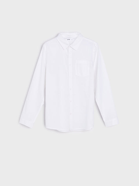 White shirt on a light gray background