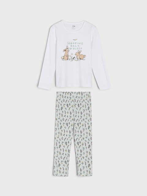 Sinsay Girl's White Pajama Set With A Print | Sinsay In Lebanon