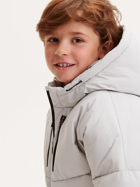 Reserved Boy's Light Grey Quilted Jacket With Hood | Reserved In Lebanon