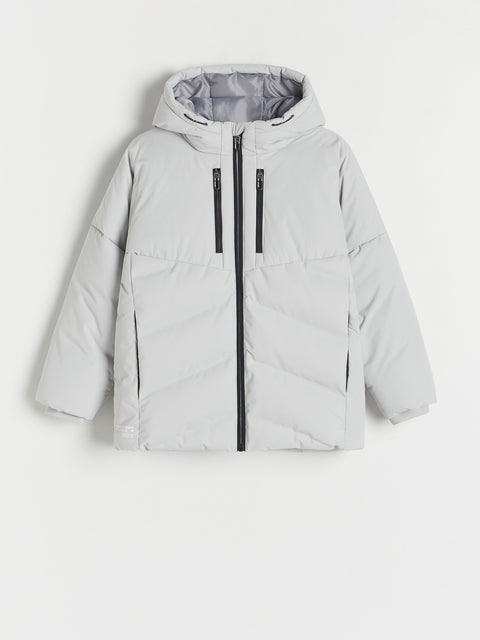 Reserved Boy's Light Grey Quilted Jacket With Hood | Reserved In Lebanon