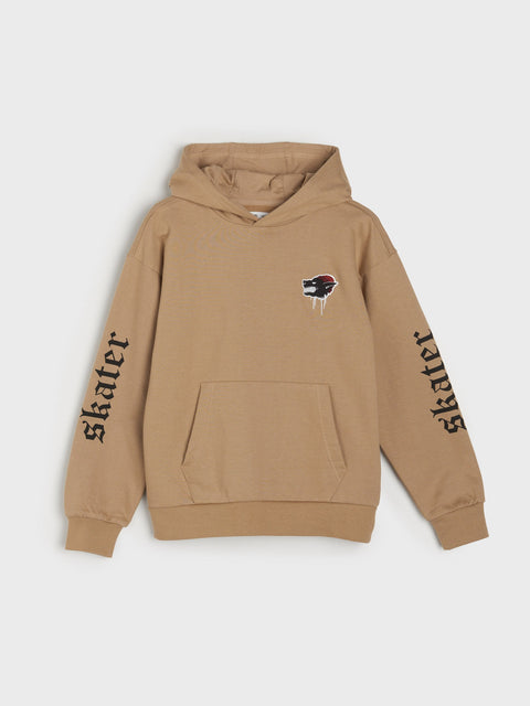 Sinsay Boy's Tan Printed Long Sleeve Hoodie|Sinsay In Lebanon