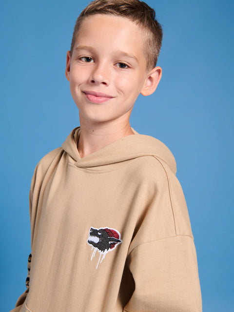 Sinsay Boy's Tan Printed Long Sleeve Hoodie|Sinsay In Lebanon