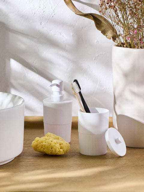 Sinsay White Soap Dispenser & Toothbrush Storage Bathroom Set 2pcs | Sinsay In Lebanon