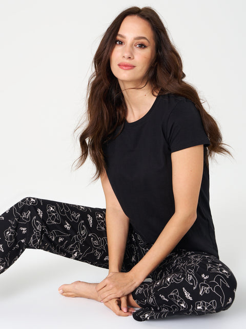 Sinsay Women's Black Two Piece Cotton Pajama Set | Sinsay In Lebanon