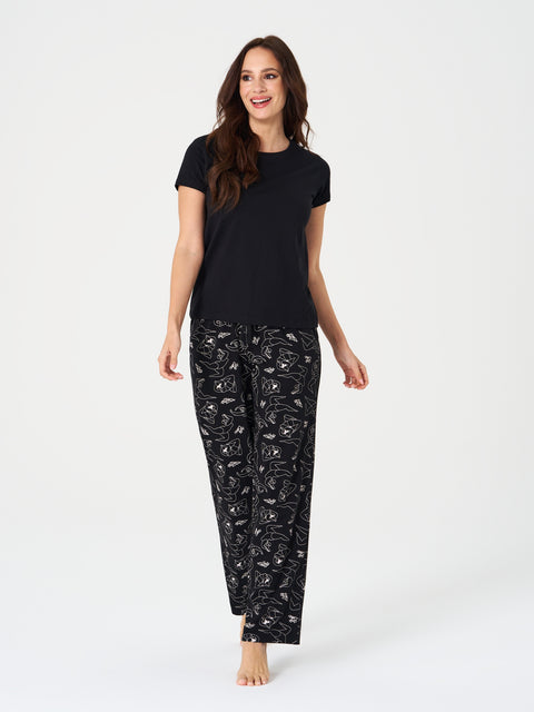 Sinsay Women's Black Two Piece Cotton Pajama Set | Sinsay In Lebanon