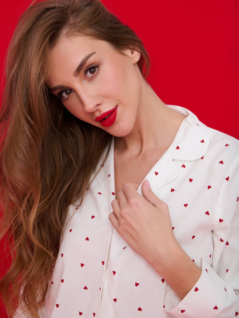 Sinsay Women's White & Red Heart Printed 2 pcs Pajama Set|Sinsay In Lebanon