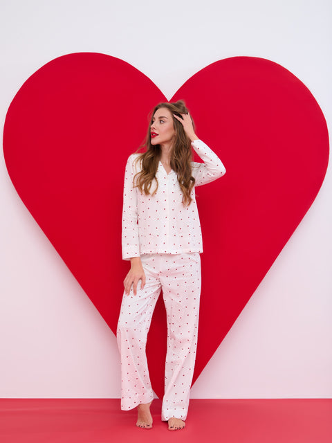 Sinsay Women's White & Red Heart Printed 2 pcs Pajama Set|Sinsay In Lebanon