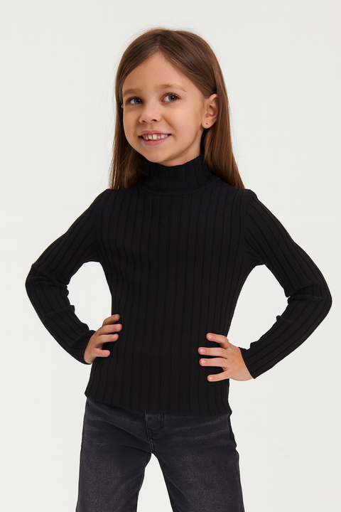 Sinsay Girl's Black Ribbed Mock Turtleneck Sweaters | Sinsay In Lebanon