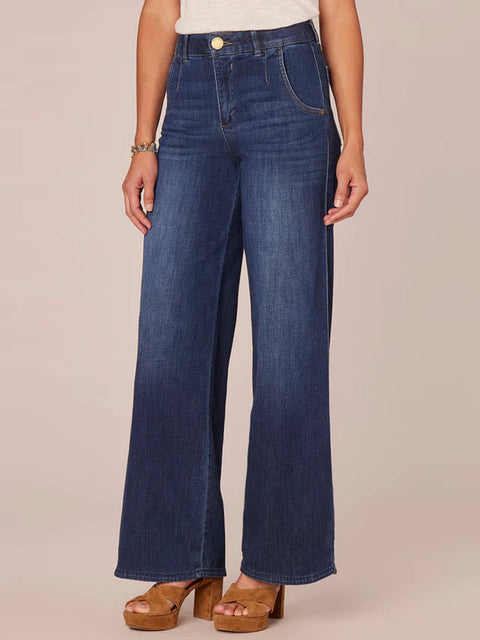 Democracy Women's Navy Ab Solution Tulip Hem Wide Leg Jeans | Democracy In Lebanon