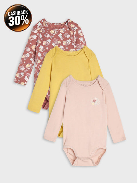 Sinsay Fox & Bunny Baby Girl's Multi Color 3 Pack Long Sleeve Bodysuit| Sinsay In Lebanon