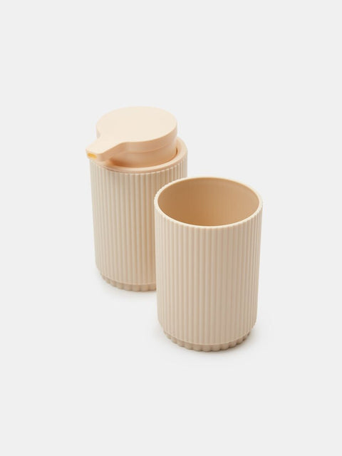 Sinsay Beige Soap Dispenser & Toothbrush Storage Bathroom Set 2pcs | Sinsay In Lebanon