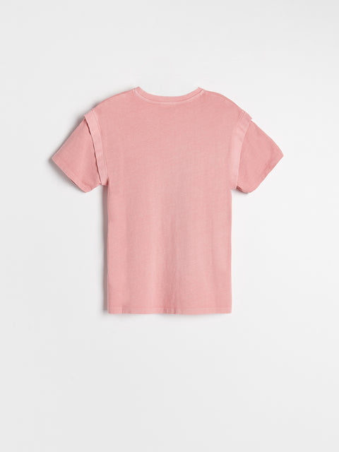 Reserved Girl's Coral Decorative Short Sleeves T- Shirt | Reserved In Lebanon