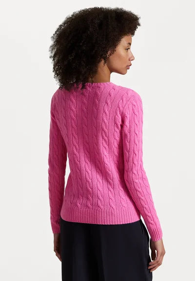 Polo Ralph Lauren Women's Fuchsia Cable Wool Cashmere Crew Neck Sweater|Polo Ralph Lauren In Lebanon