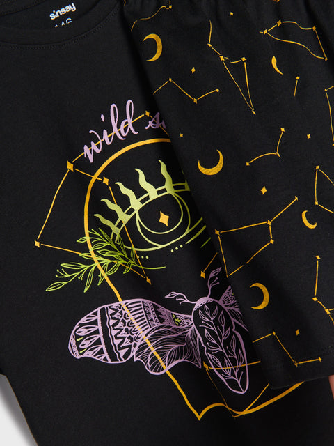 Sinsay Girl's Black Printed 2 Piece Short Set | Sinsay In Lebanon