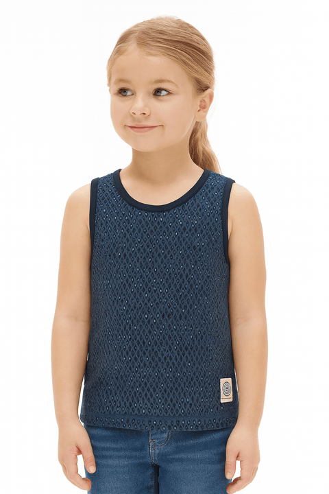POMPdeLUX Girl's Navy Blue Carl Tank Top| POMPdeLUX in Lebanon
