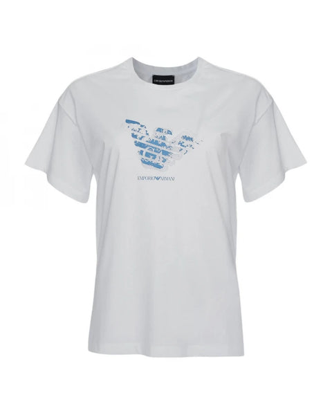 Emporio Armani Women's White Logo Lace Graphic T-Shirt | Emporio Armani In Lebanon