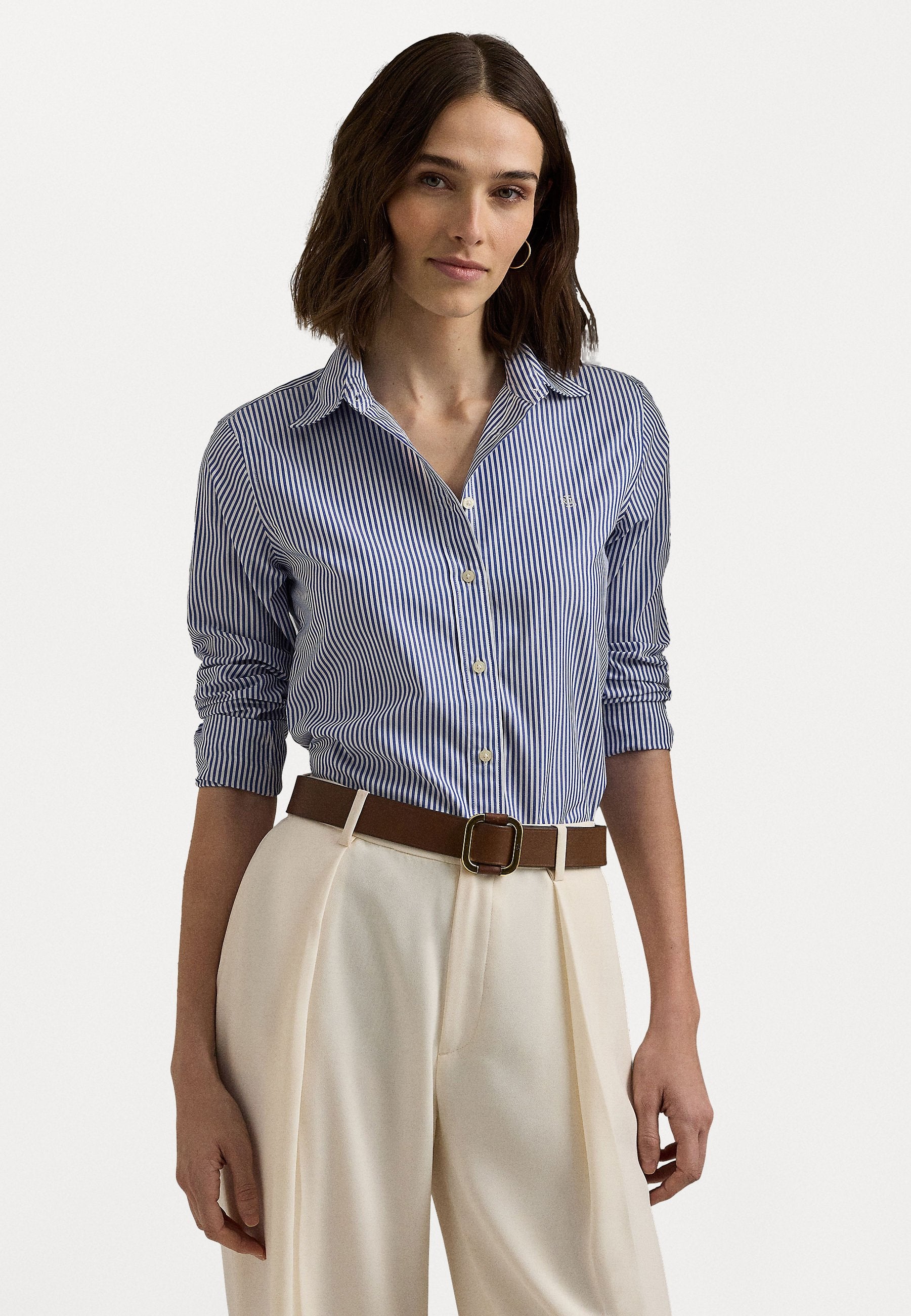 Lauren Ralph Lauren Women's Blue & White Striped East Care Cotton Shirt | Lauren Ralph Lauren In Lebanon