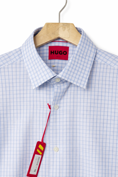 Hugo Boss Men's Blue Checked Slim-Fit Dress Shirt | Hugo Boss In Lebanon
