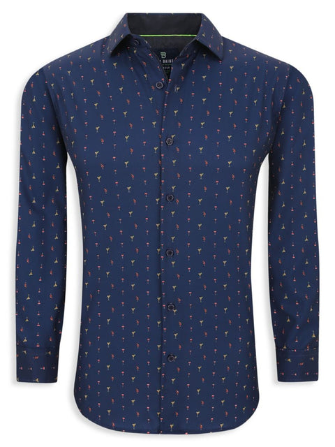 Tom Baine Men's Navy Slim Fit Long Sleeve Performance Button Down Dress Shirt | Tom Baine In Lebanon