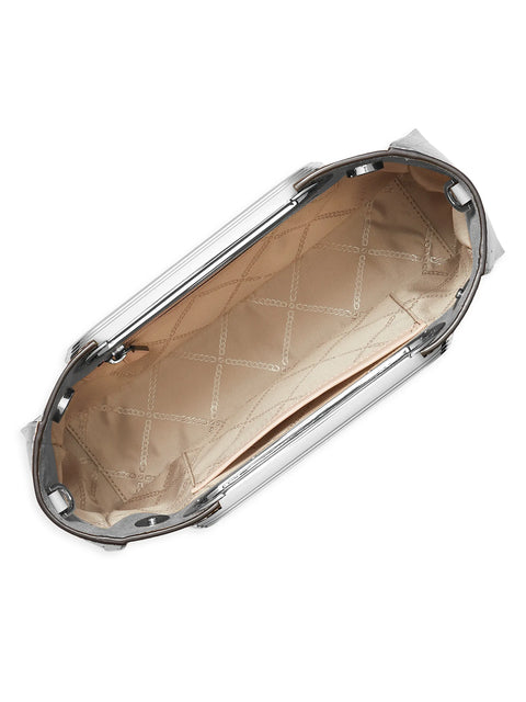 Metallic object with a reflective surface on a white background