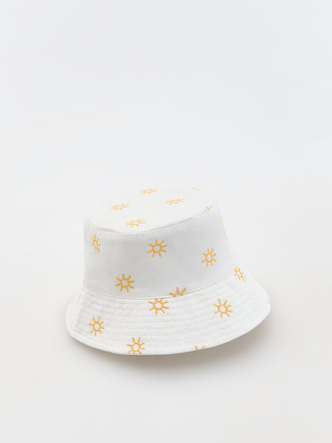 Reserved Girl's White Bucket Hat With Embroidery | Reserved In Lebanon