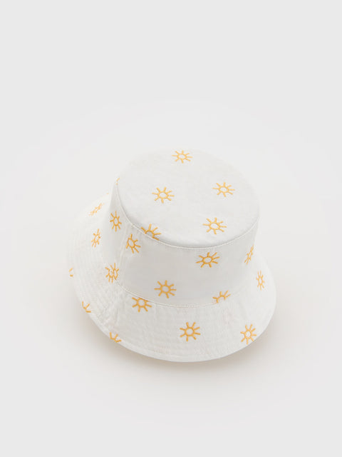 Reserved Girl's White Bucket Hat With Embroidery | Reserved In Lebanon