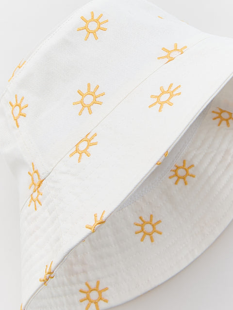 Reserved Girl's White Bucket Hat With Embroidery | Reserved In Lebanon