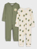 AYA Sinsay baby Boy's WHITE ANIMAL PRINTED-green 2 PACK OVERALL