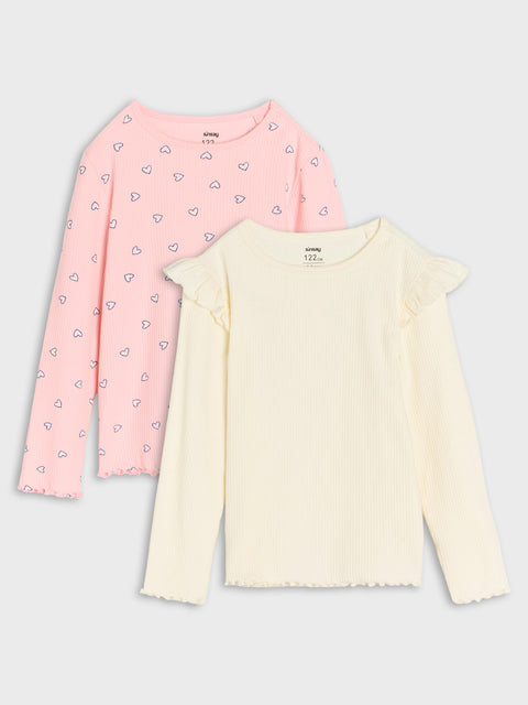 Sinsay Girl's Cream/Pink Pack of 2 Long-sleeved Blouse    | Sinsay in Lebanon