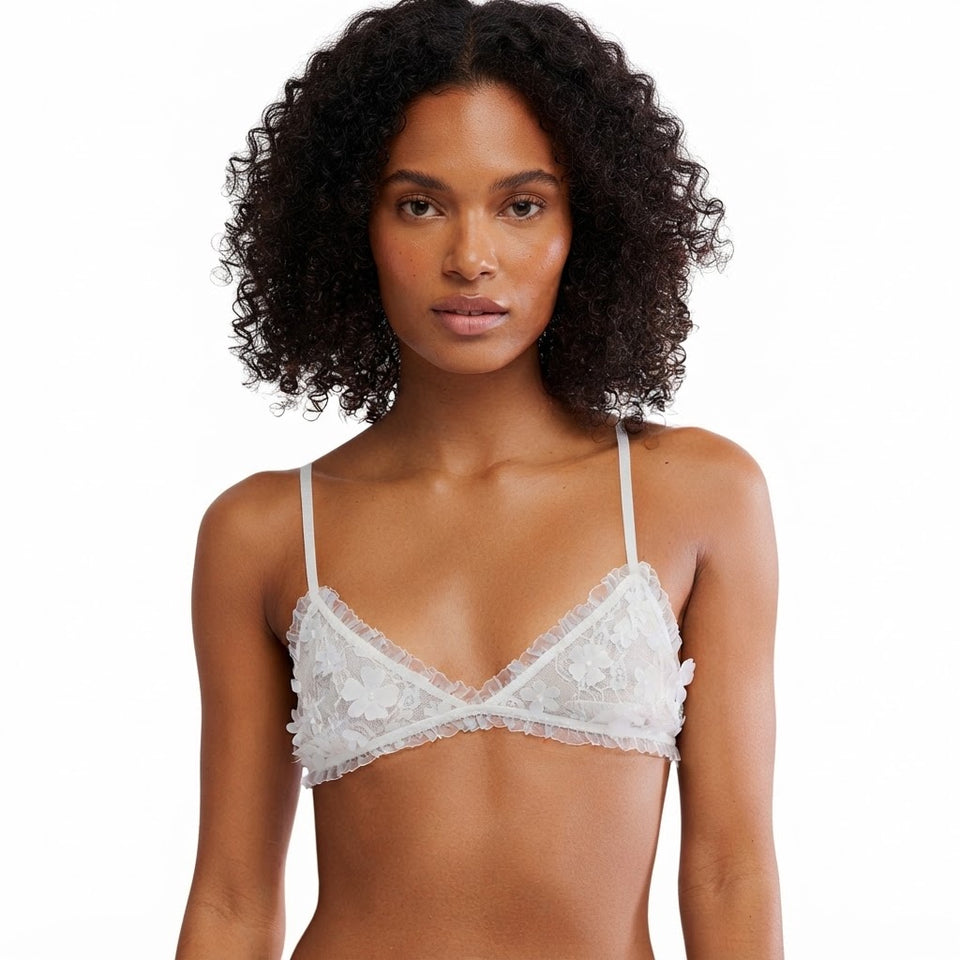 Intimately Women's White See Through Floral Print Bra