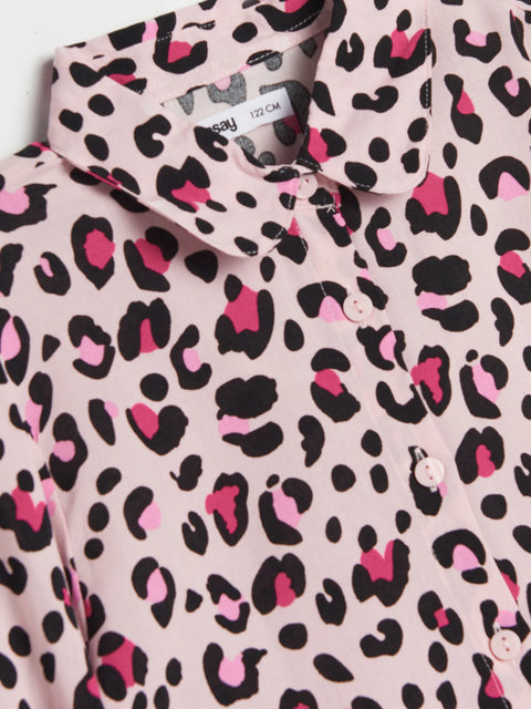 Sinsay Girl's Pink Printed Linen-Blend Shirt| Sinsay In Lebanon