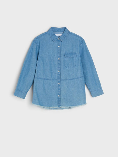 Sinsay Girl's Blue Denim Long sleeve Shirt |Sinsay In Lebanon