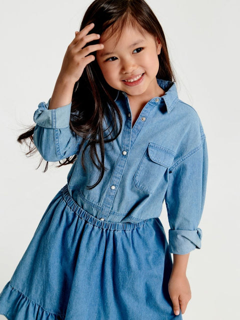 Sinsay Girl's Blue Denim Long sleeve Shirt |Sinsay In Lebanon