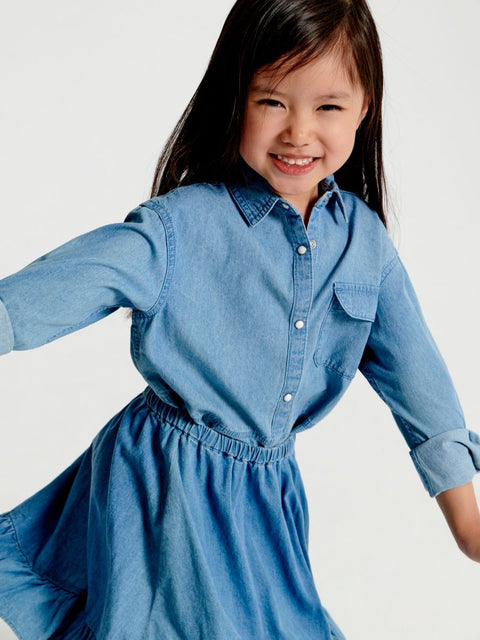 Sinsay Girl's Blue Denim Long sleeve Shirt |Sinsay In Lebanon