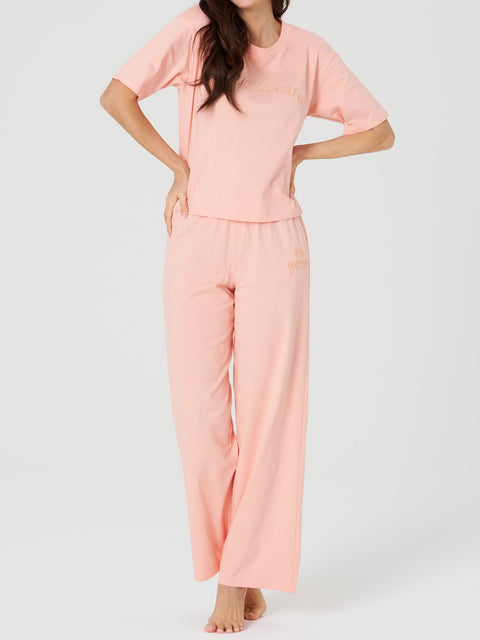 Sinsay Women's Pink Two-Piece Pajama Set With Print | Sinsay In Lebanon