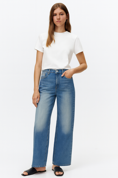 Forever 21 Women's Blue Wide Leg Jeans | Forever 21 In Lebanon