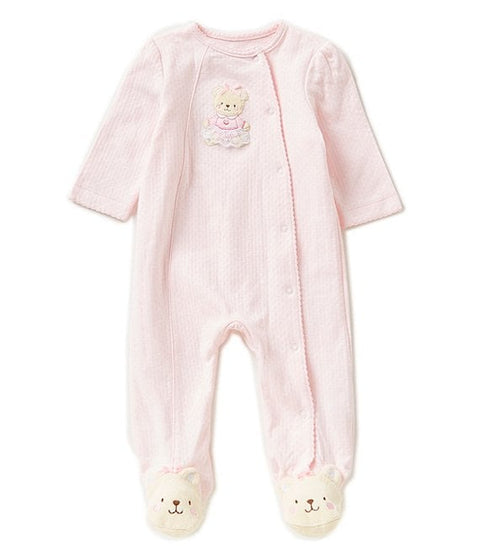 Little Me Baby Girl's Baby Pink Sweet Bear Footie Coverall |Little Me In Lebanon